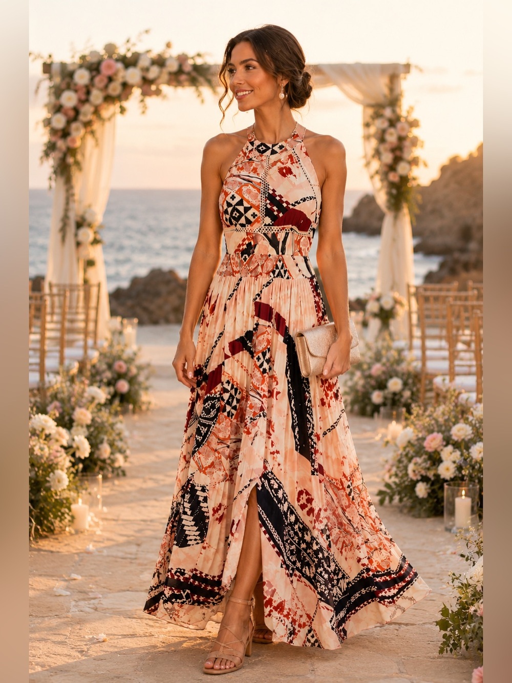 Abel The Label Open Back Halter Maxi Dress Large Boho Resort Anthropologie B6 - Picture 2 of 16